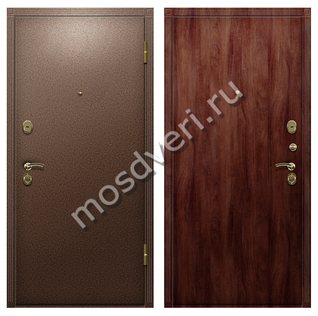 Порошковая утепленная дверь с панелями МДФ под грецкий орех - купить от производителя Мосдвери Порошковая утепленная дверь с панелями МДФ под грецкий орех